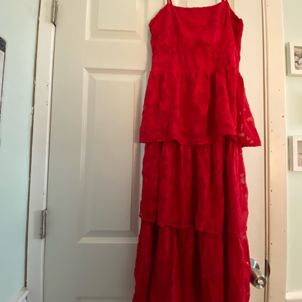 Lulu’s Red Tiered Midi/Maxi Dress